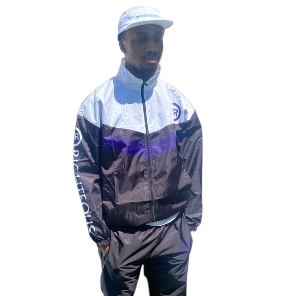 Righteous Rule Black and white Tracksuit. 2pc set sweat shirt and pants